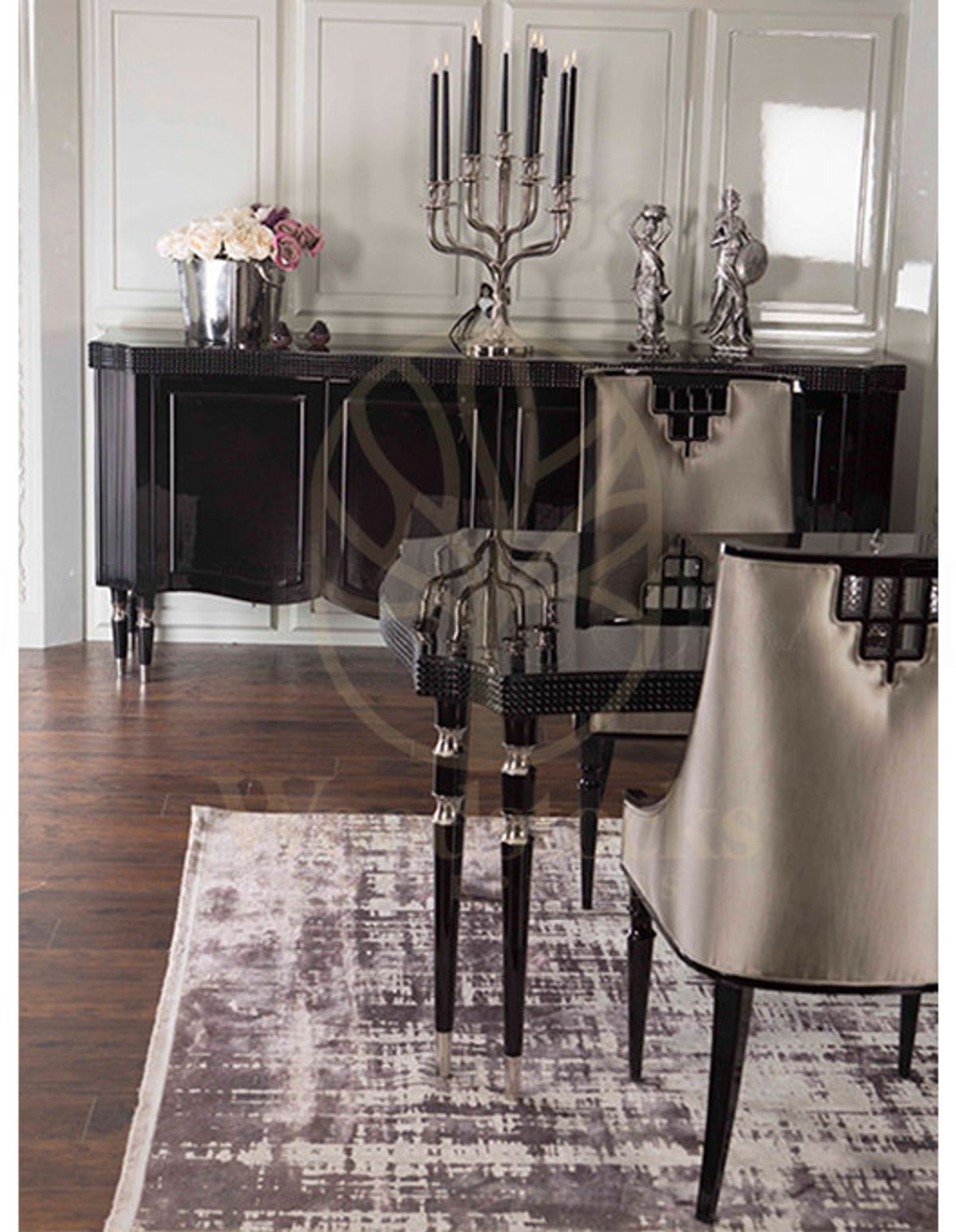 Luxury Belovis Art Deco Handcrafted Teak Dining Table Set, Saharanpur, view 10