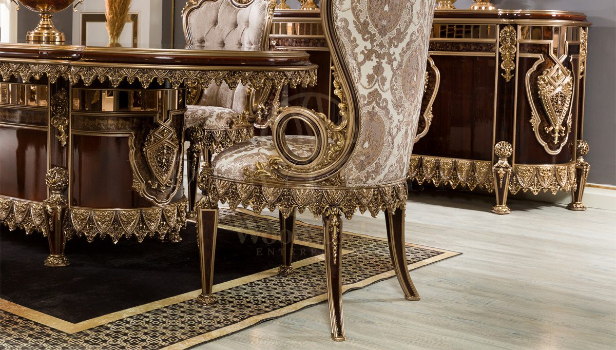 Royal Melina Brown Hand Carved Teak Dining Table Set, Saharanpur, view 7