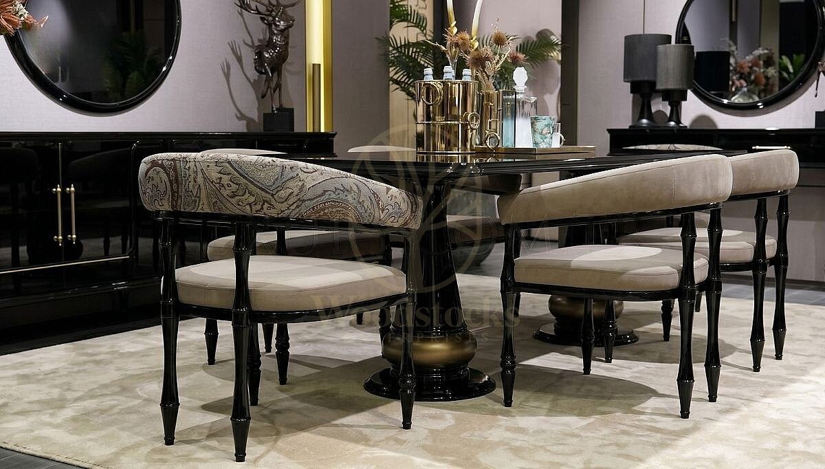 Royal Etro Hand Carved Teak Dining Table Set, Saharanpur, view 2