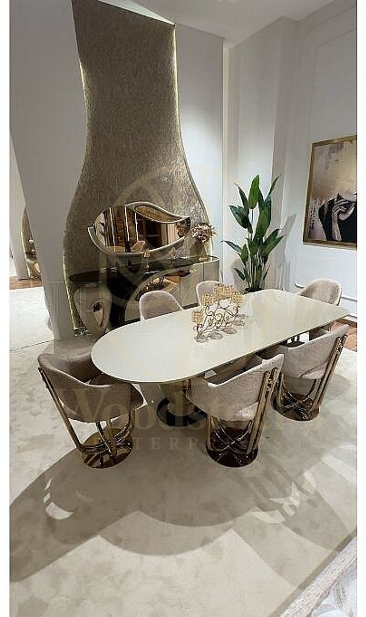 Royal Galata Hand Carved Teak Dining Table Set, Saharanpur, view 2