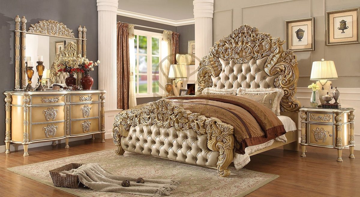 Teak Antique Silver 5-Piece King Size Bed III, King Size Bed