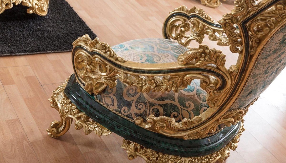 Royal Hazar Green Hand Carved Teak Sofa Set, Saharanpur, view 10