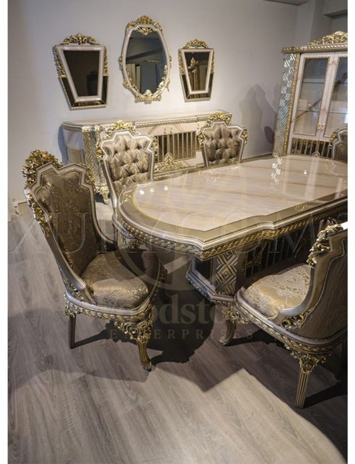 Royal Tetova Hand Carved Teak Dining Table Set, Saharanpur, view 3