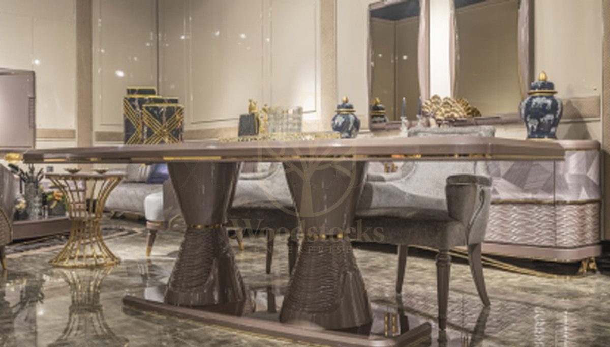 Luxury Lotaro Handcrafted Teak Dining Table Set, Saharanpur, view 2