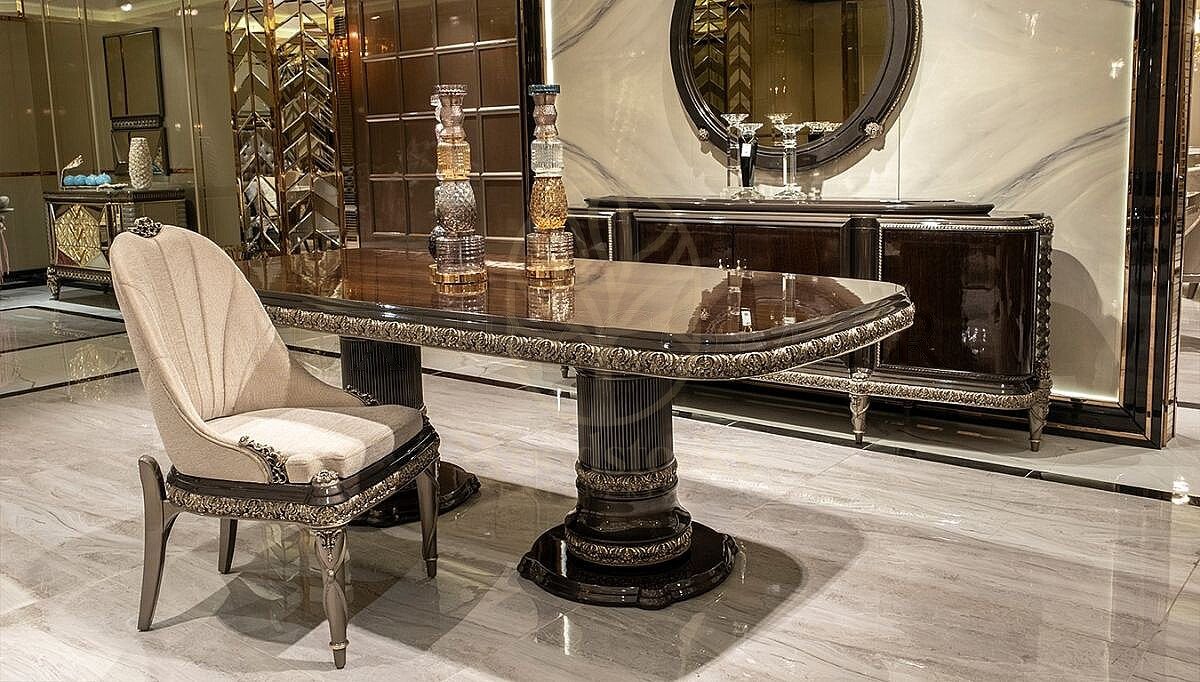 Royal Asteron Hand Carved Teak Dining Table Set, Saharanpur, Dining Table