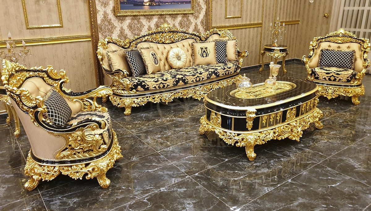 Royal Altay Black Hand Carved Teak Sofa Set, Saharanpur, Sofa Set