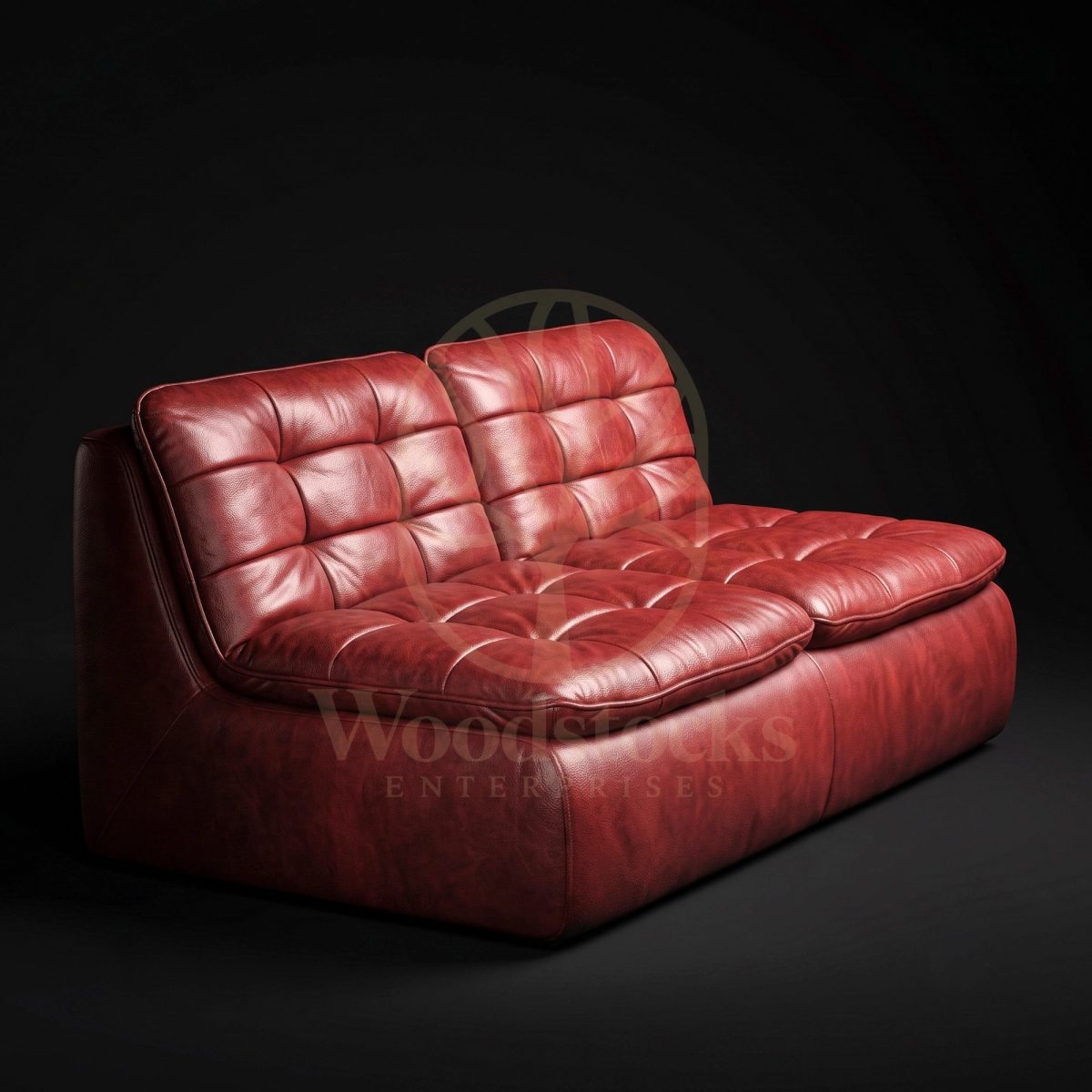 Luxury Teak Lombardy Fold Tufted Oxblood Leather Sofa, Saharanpur, view 2