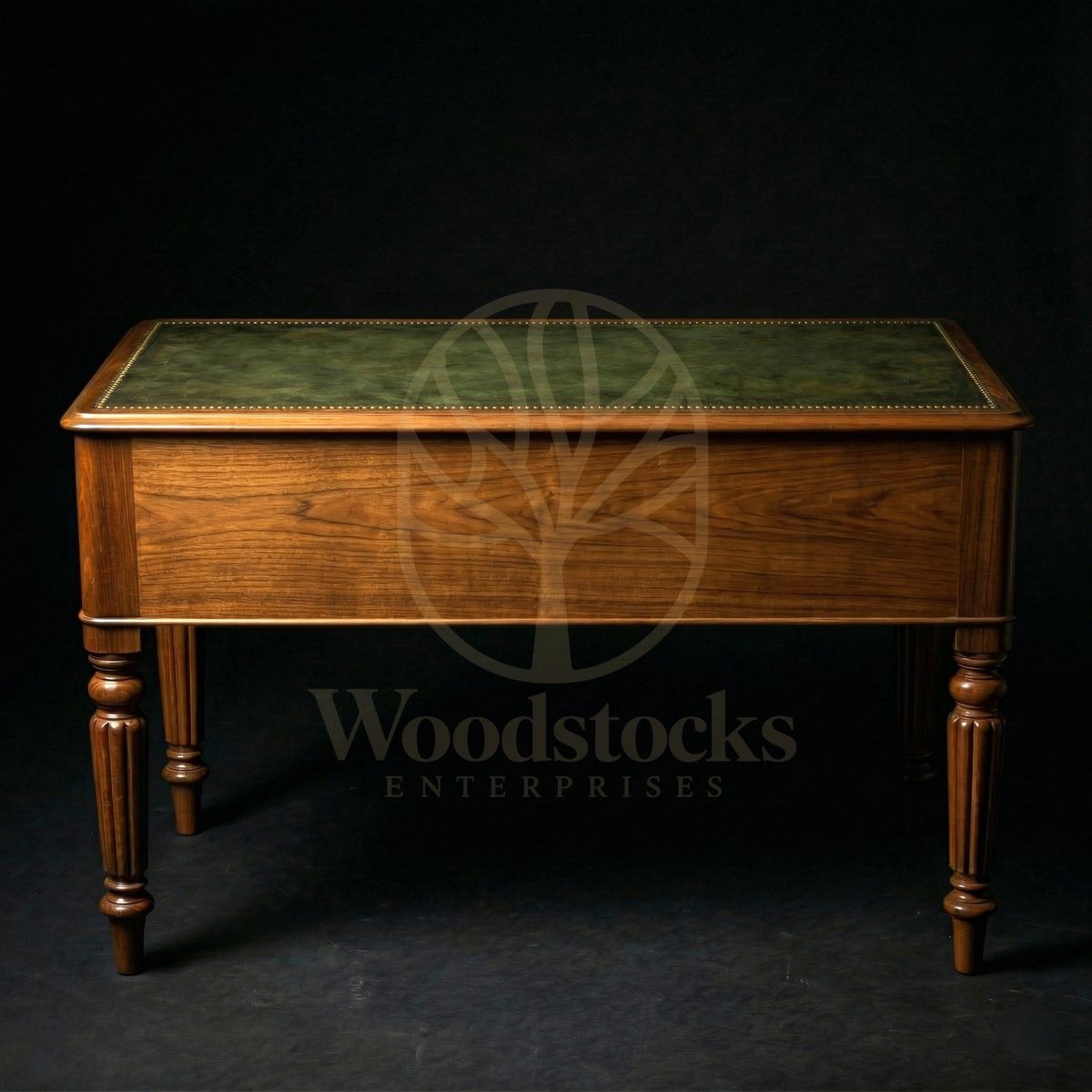 Luxury Teak Bristol Kneehole Leather-Top Desk, Saharanpur, view 4