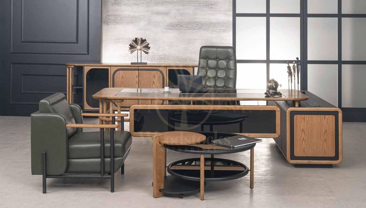 Luxury Bolton Handcrafted Teak Office Table, Saharanpur, view 2
