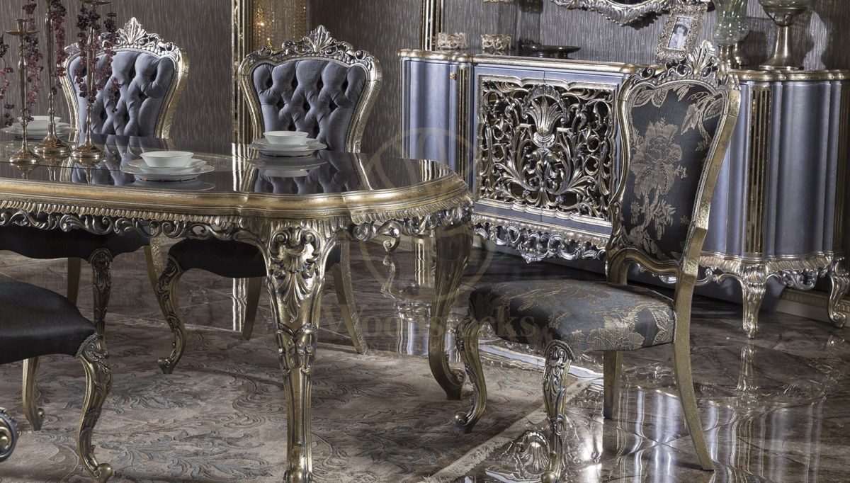 Royal Urgup Hand Carved Teak Dining Table Set, Saharanpur, view 2