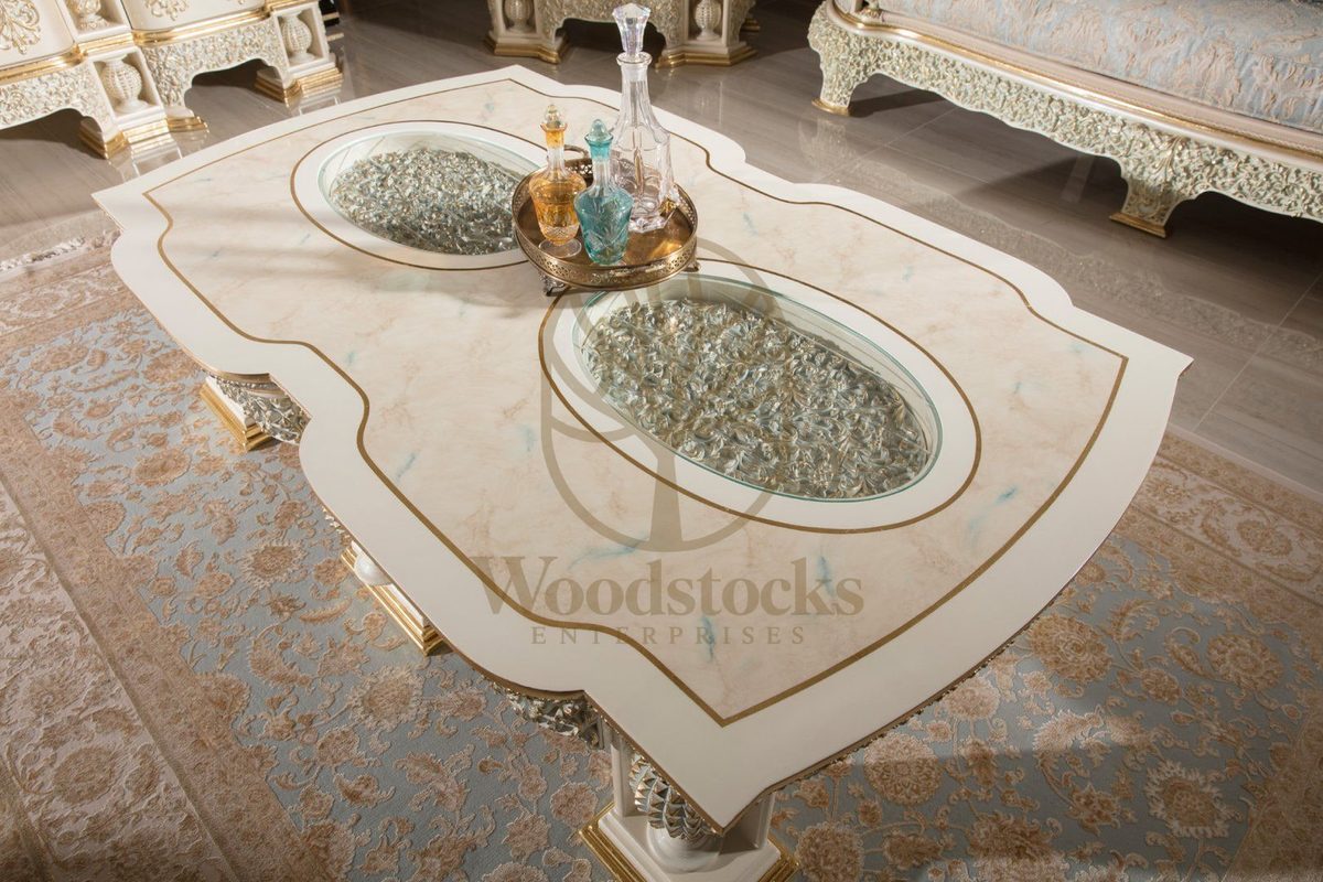 Teak Monaco Ivory and Gold Center Table, view 2