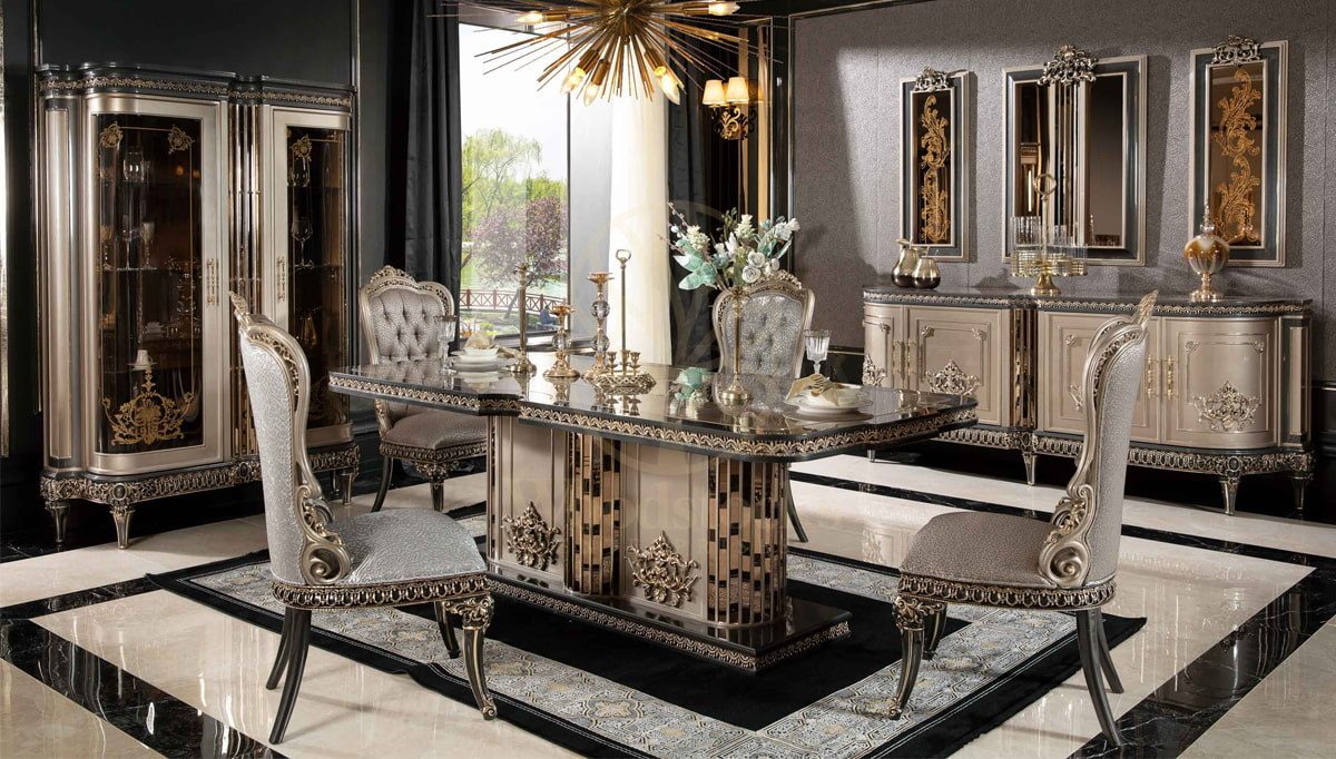 Royal Dominika Hand Carved Teak Dining Table Set, Saharanpur, Dining Table
