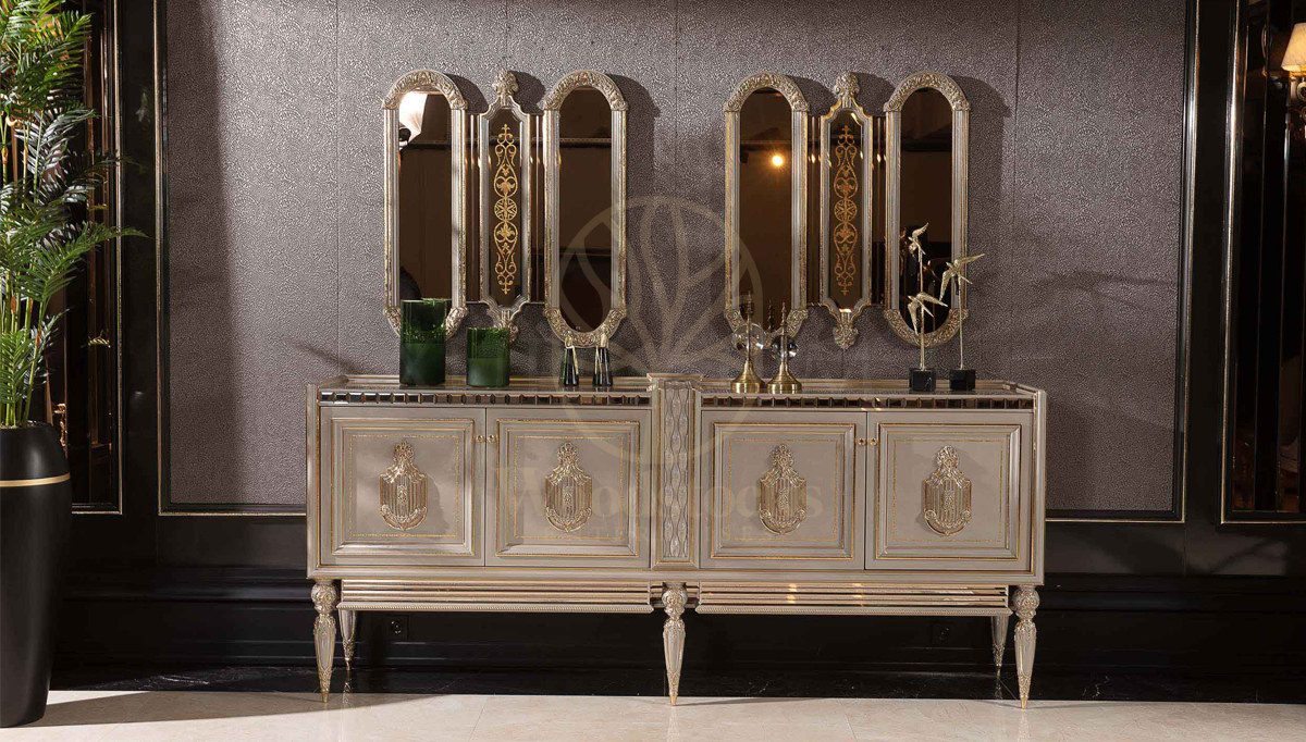 Royal Akira Cream Hand Carved Teak Dining Table Set, Saharanpur, view 9
