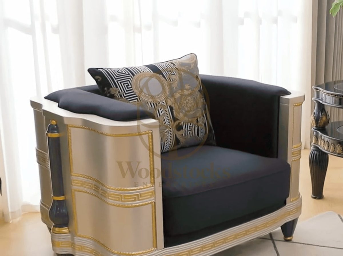 Teak Sleek Gold & Black Living Room Chair II, alternate view