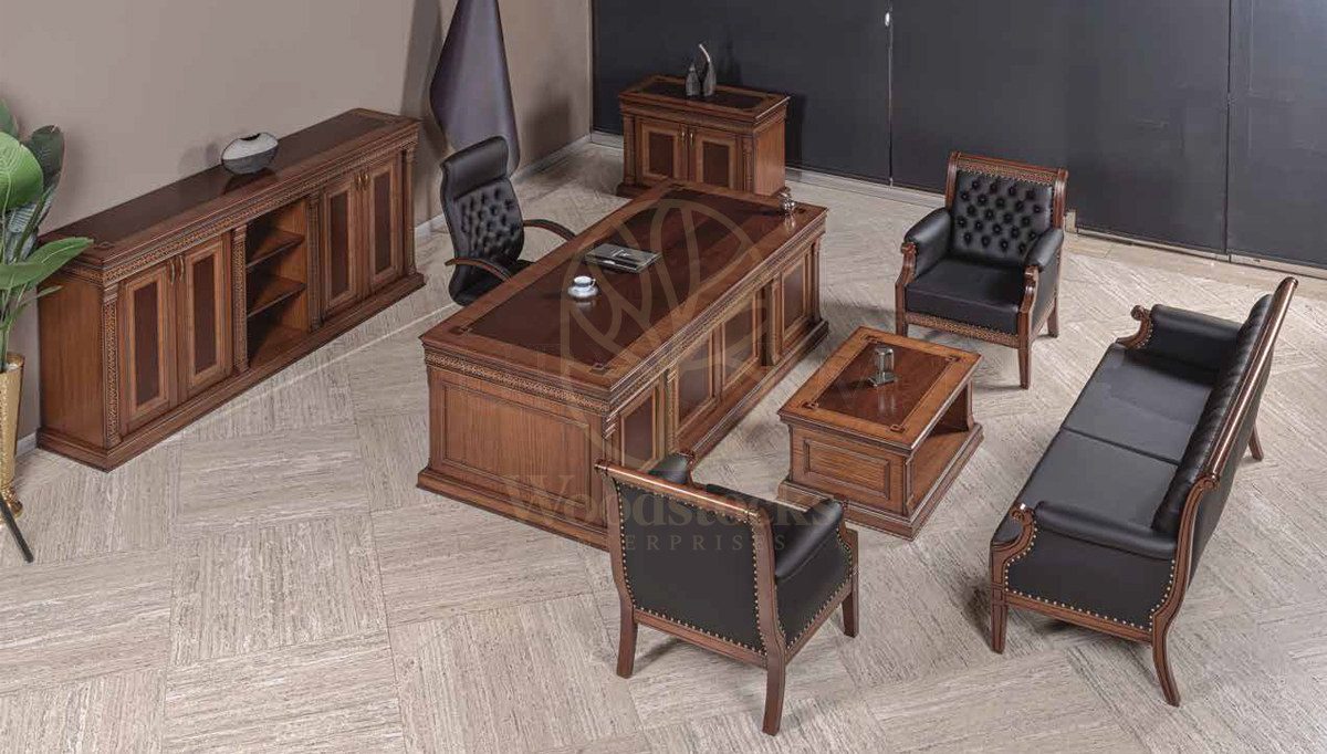 Royal Sahika Hand Carved Teak Office Table, Saharanpur, view 5