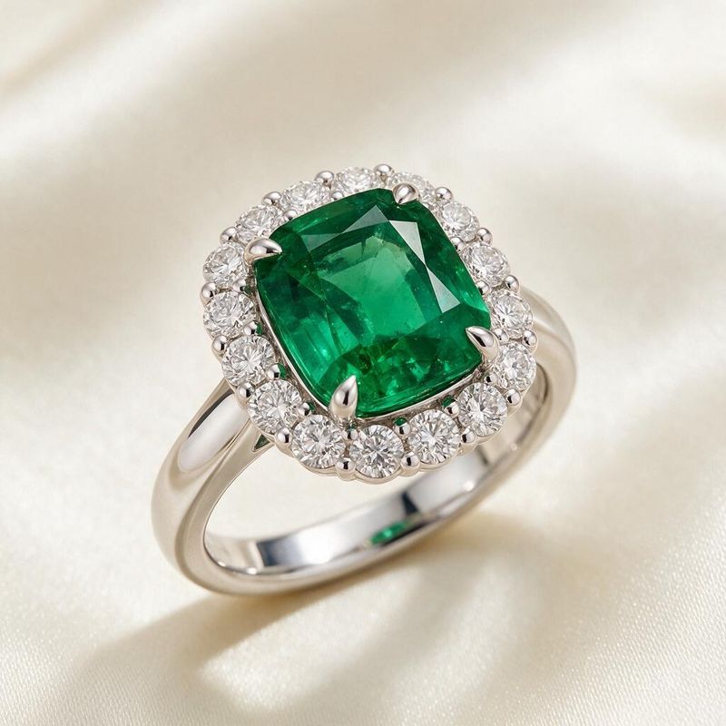 Emerald Halo Ring