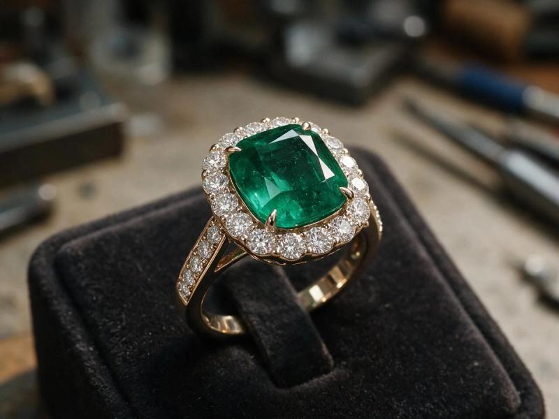 Custom Emerald Halo Ring