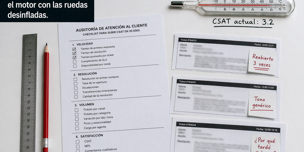 Auditoría de atención al cliente con IA: checklist para subir CSAT en 30 días