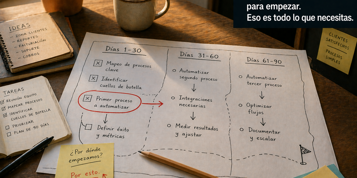 IA para pymes: Hoja de ruta de 90 días para automatizar operaciones clave