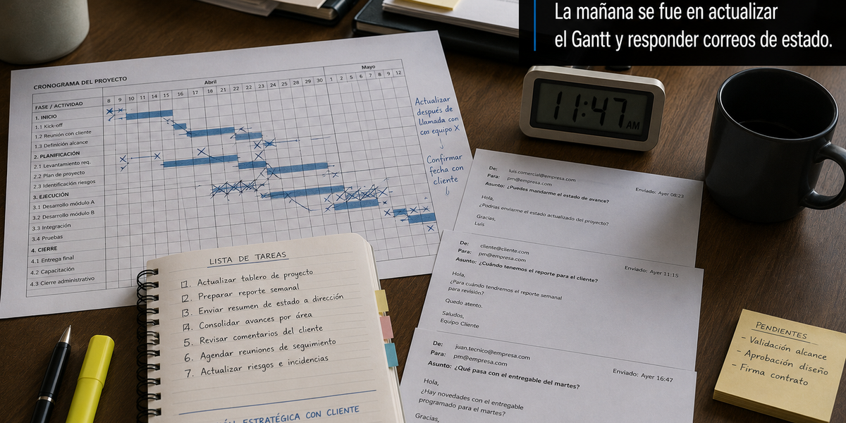 IA para gestión de proyectos: del Gantt manual al project manager aumentado