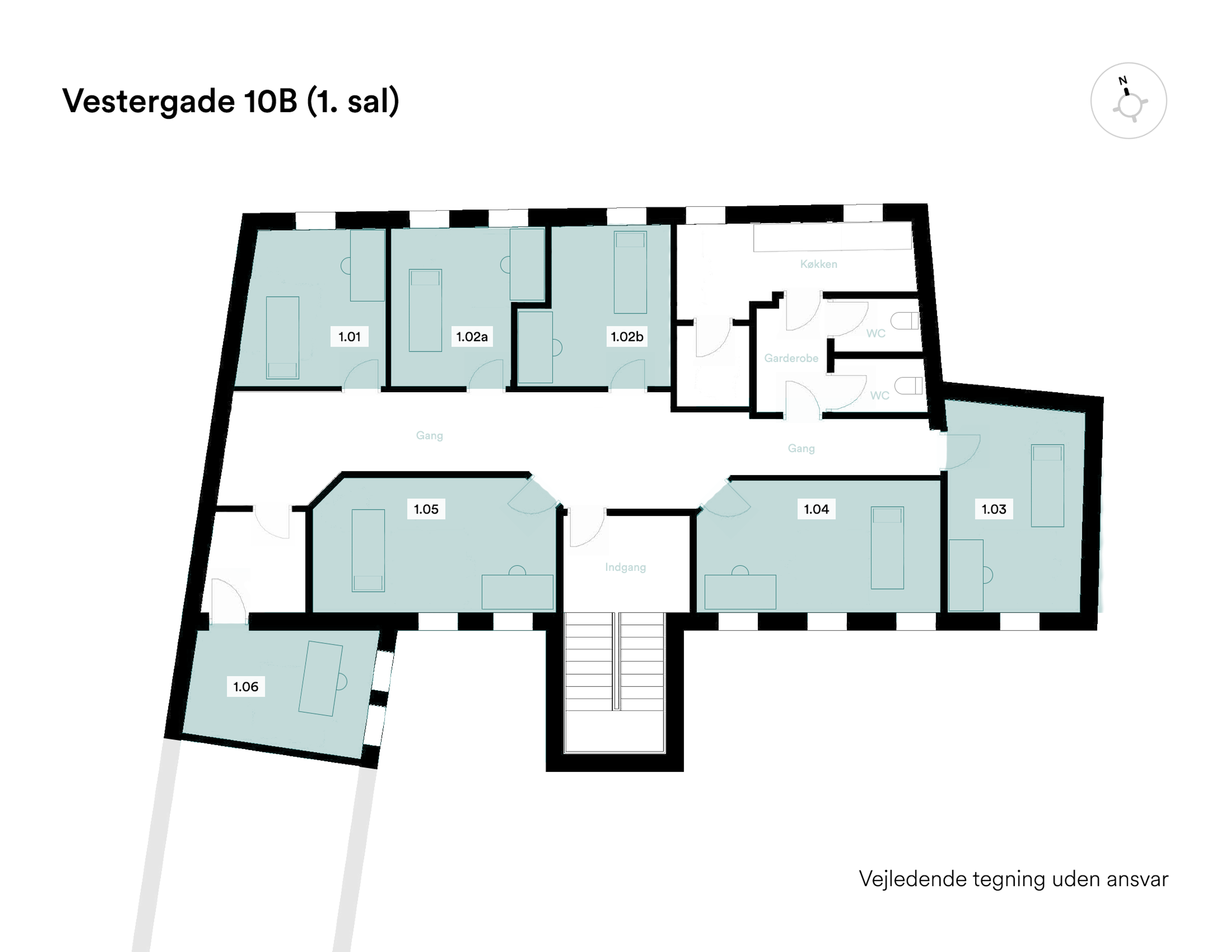 Plantegning, 1. sal