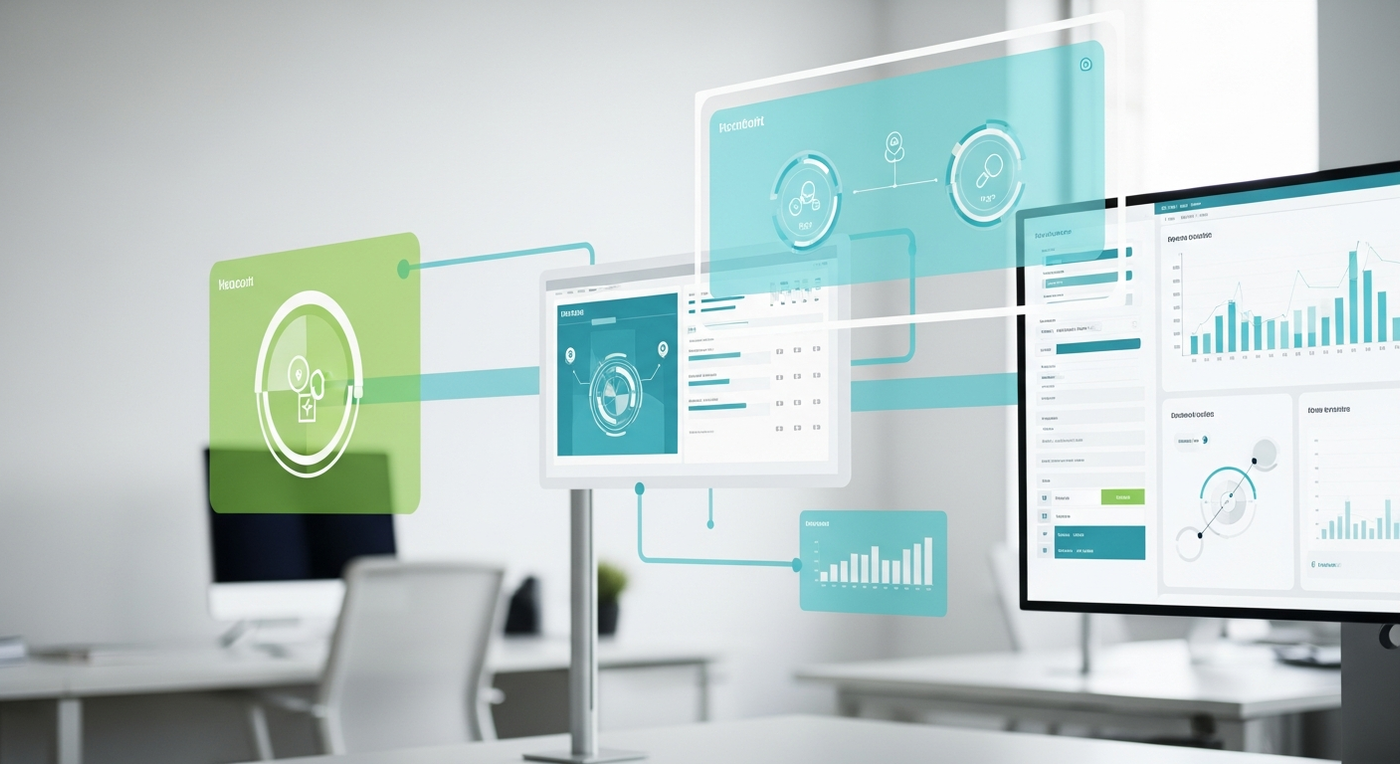 Automatisiertes B2B-Buero mit digitalen Anzeigen