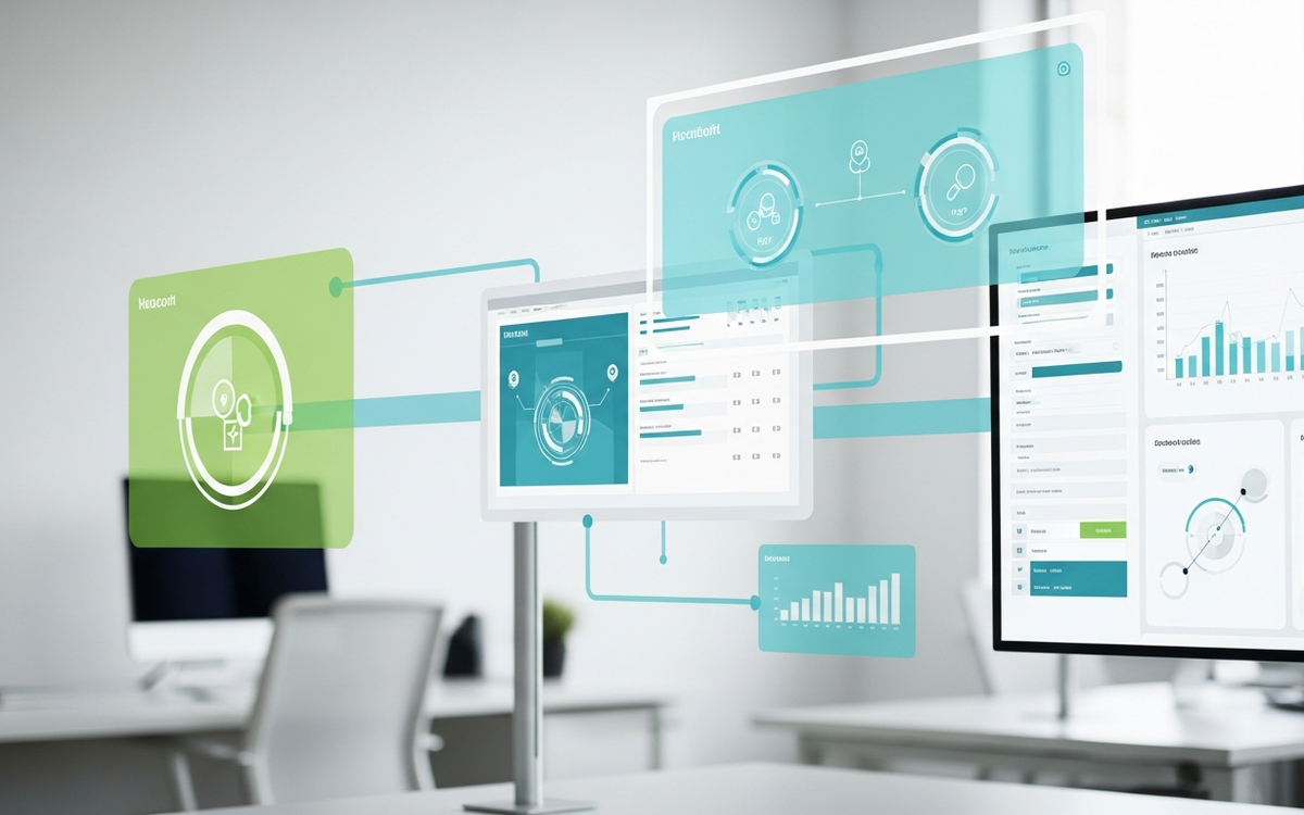 Automatisiertes B2B-Buero mit digitalen Anzeigen