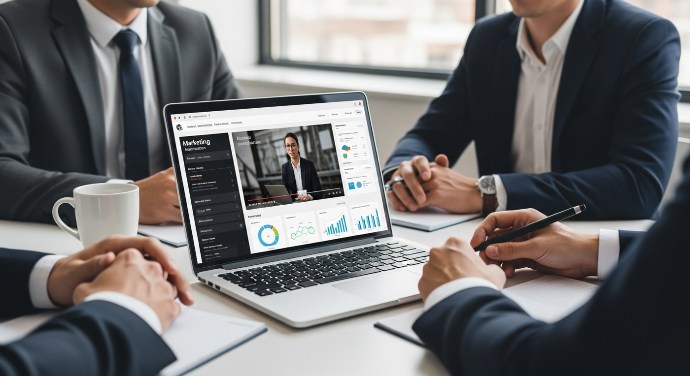 Business Meeting mit Fokus auf Marketing-Automatisierung