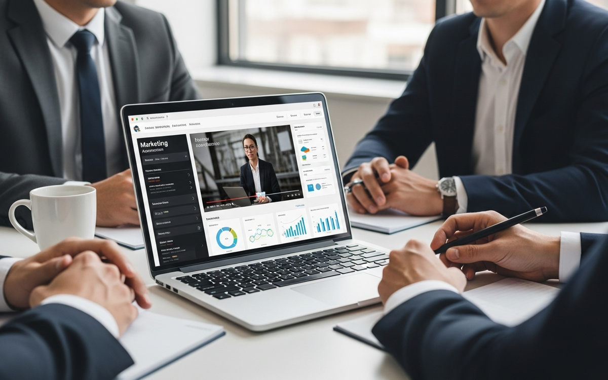 Business Meeting mit Fokus auf Marketing-Automatisierung