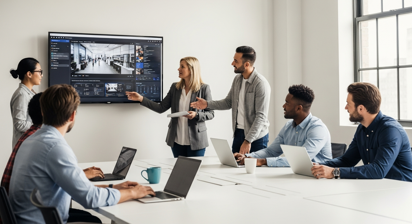 Team arbeitet an Video-Analytics Dashboard