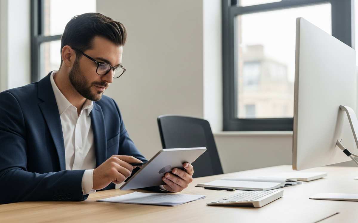 B2B-Dienstleister analysiert personalisierte Kundenreise auf Tablet