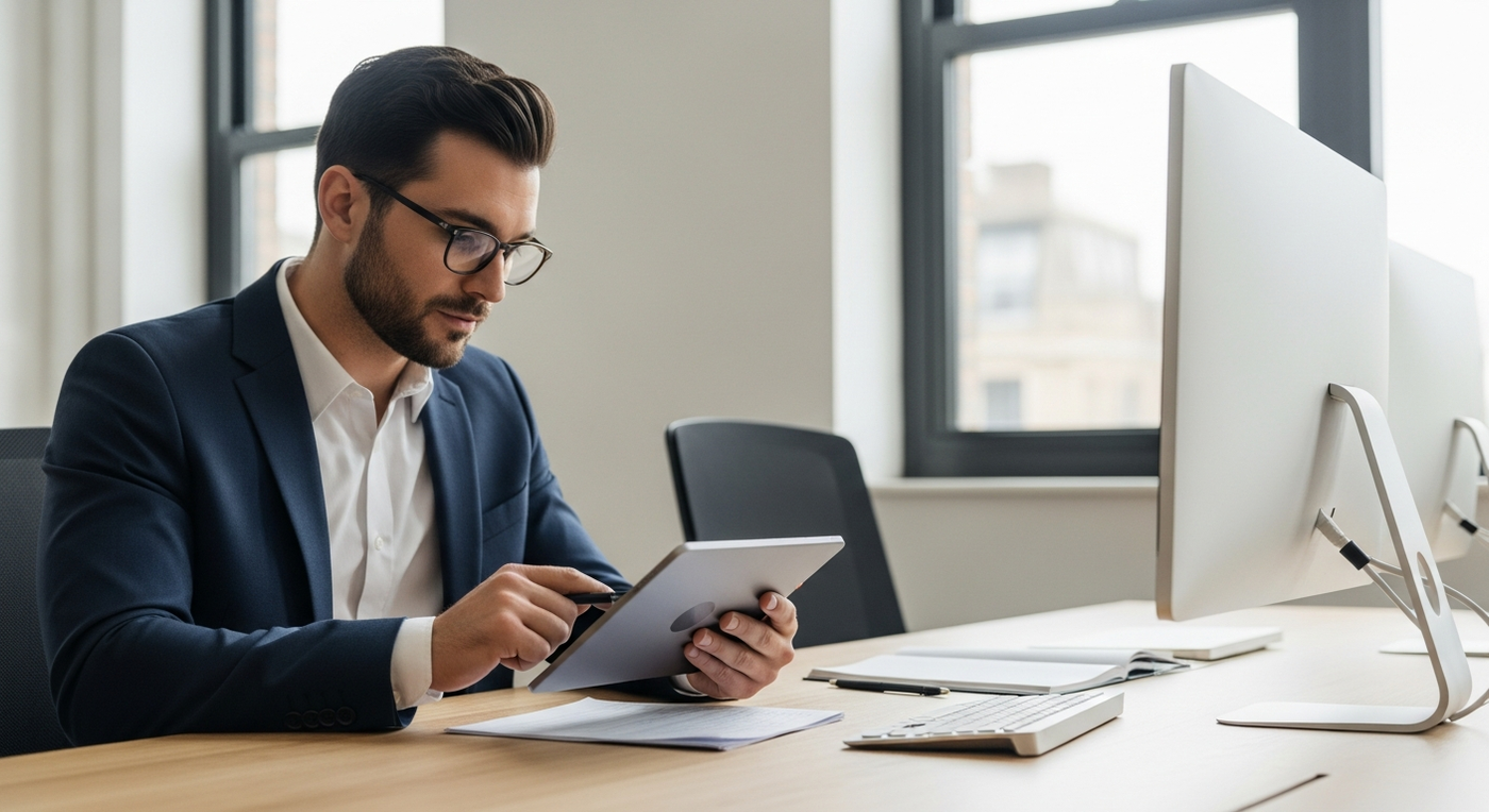 B2B-Dienstleister analysiert personalisierte Kundenreise auf Tablet