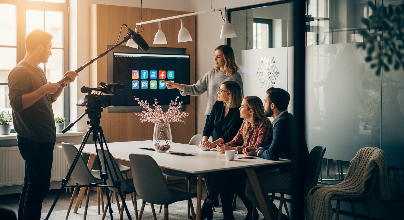 Social-Media-Video-Dreh in modernem Büro