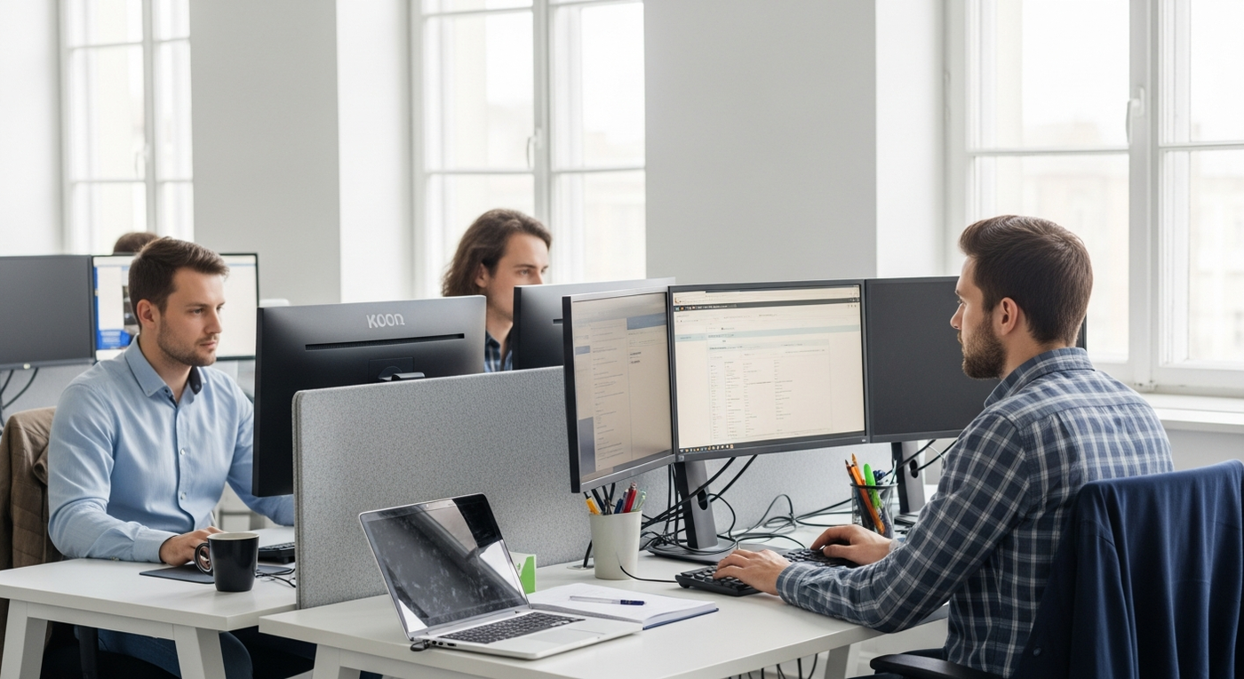 Büro mit Fokus auf Automatisierung und Technologie im Frühling