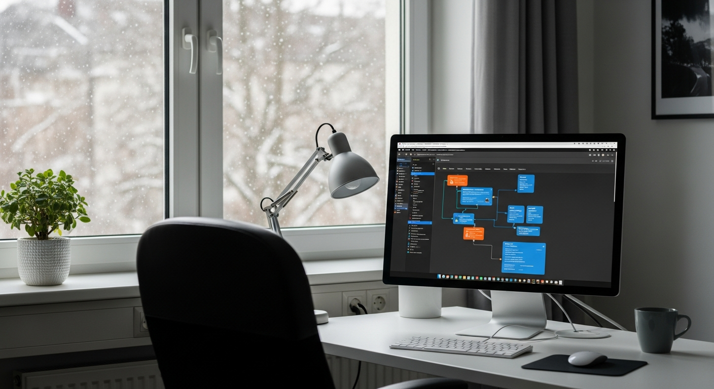 Modernes Büro in Leipzig im Winter mit Fokus auf Marketing-Automatisierung