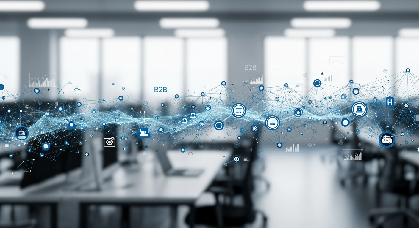Abstraktes Netzwerk symbolisiert Marketing-Automatisierung im B2B