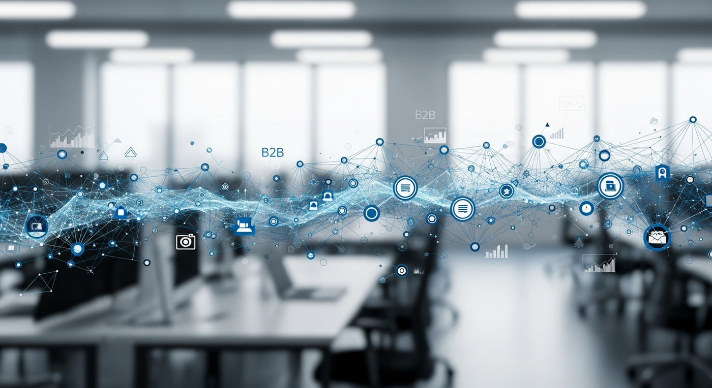 Abstraktes Netzwerk symbolisiert Marketing-Automatisierung im B2B