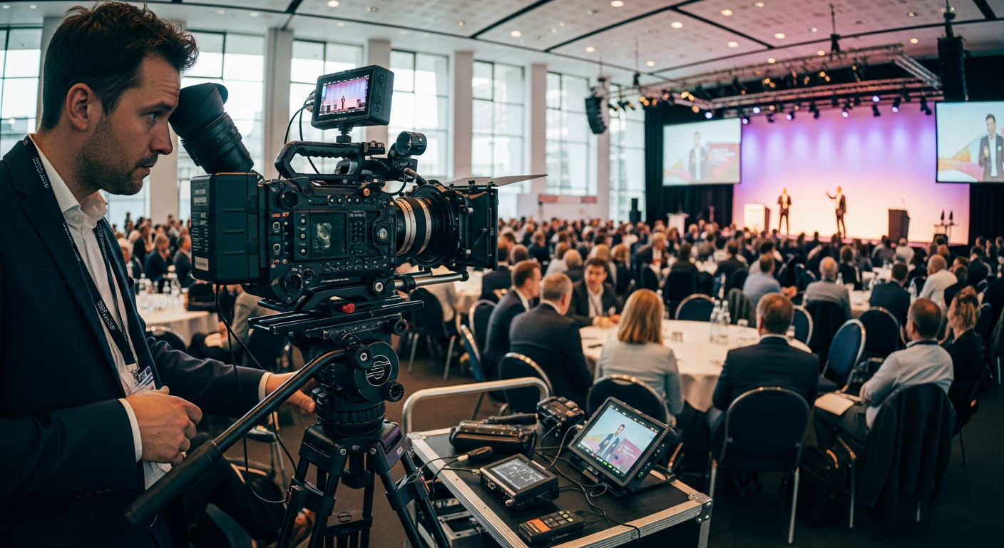 Videograf filmt Konferenz in Leipzig