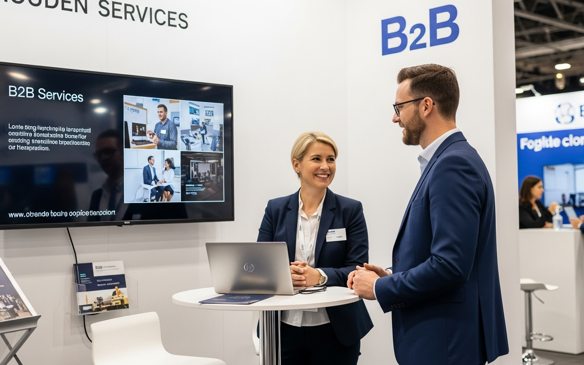 B2B Dienstleister präsentiert Video auf Messe