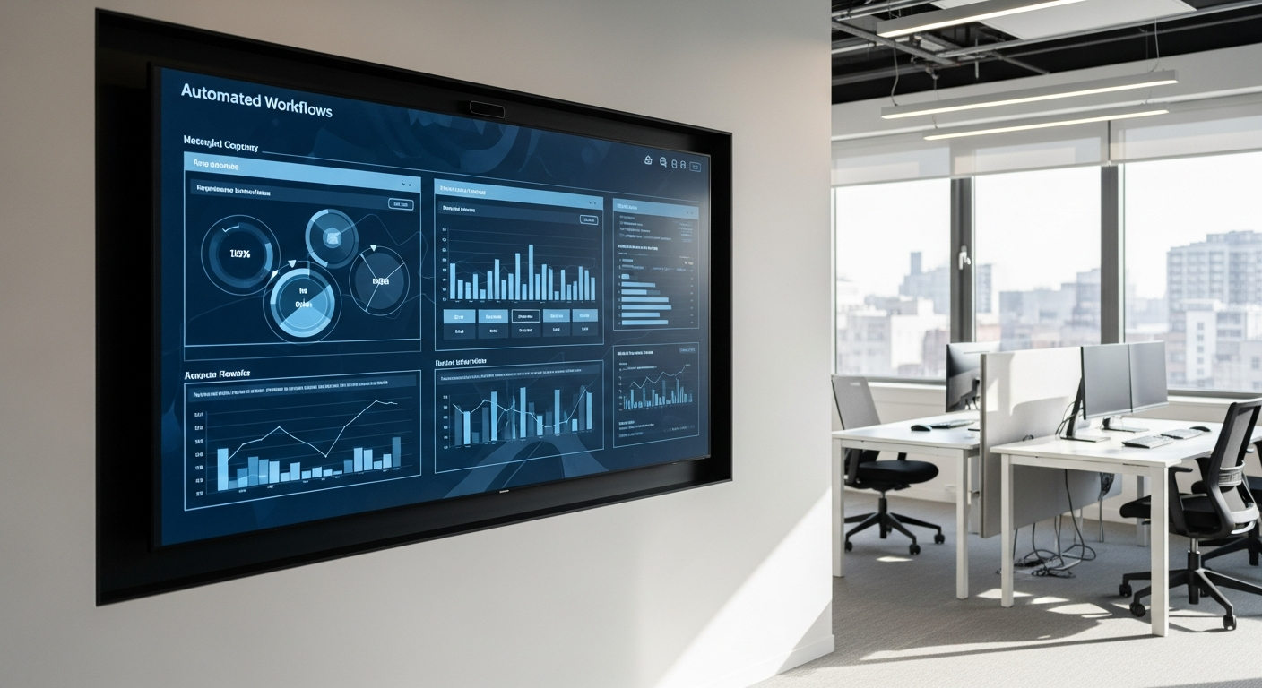 Modernes Büro mit Automatisierungs-Display