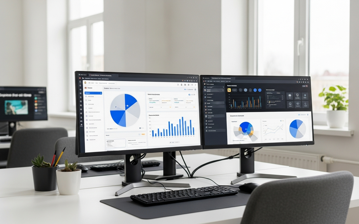 Büro mit Automatisierungs-Dashboards