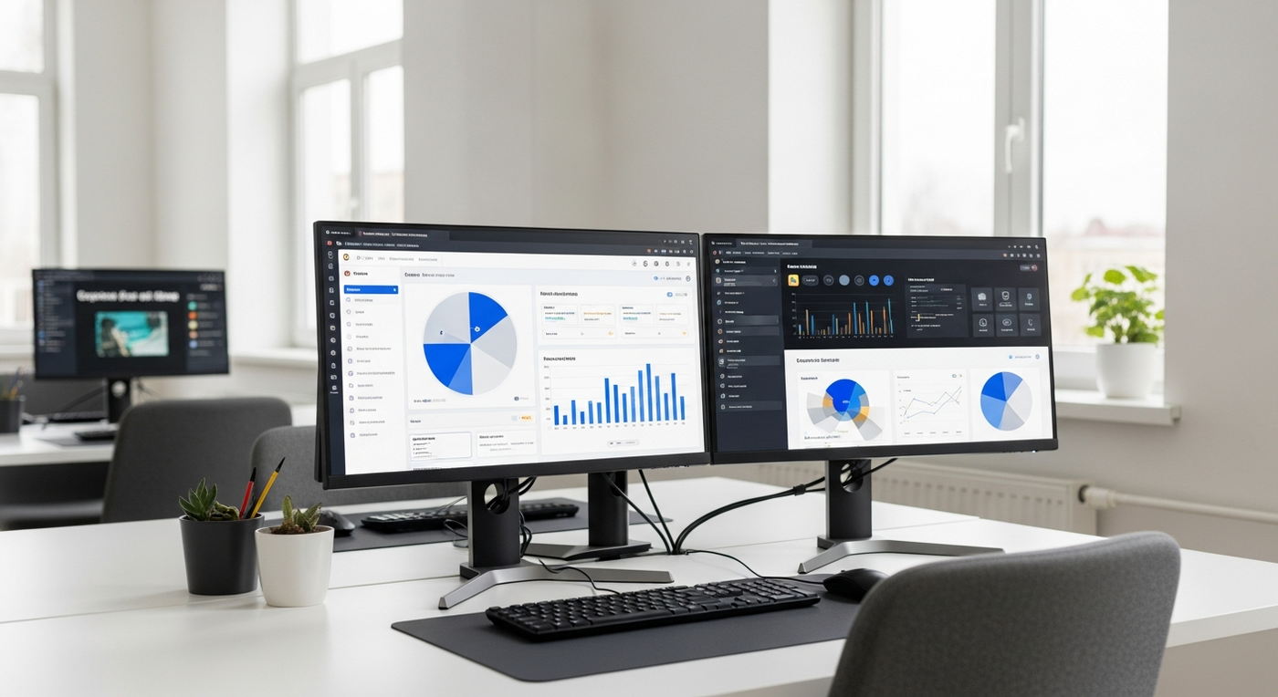 Büro mit Automatisierungs-Dashboards