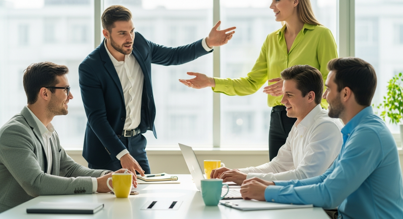 Business-Shooting eines B2B-Dienstleister-Teams im modernen Büro