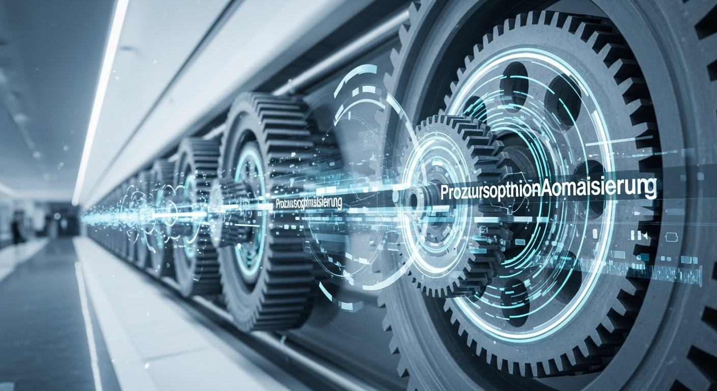 Zahnräder und Datenströme symbolisieren Prozessoptimierung