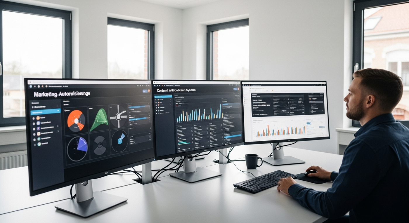 Büro mit Marketing-Automatisierungs-Dashboards