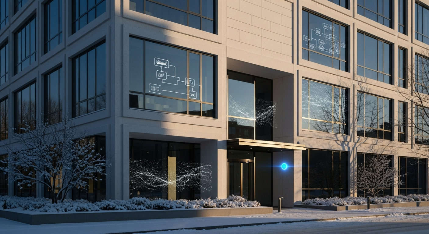 Modernes Buerogebaeude im Winter