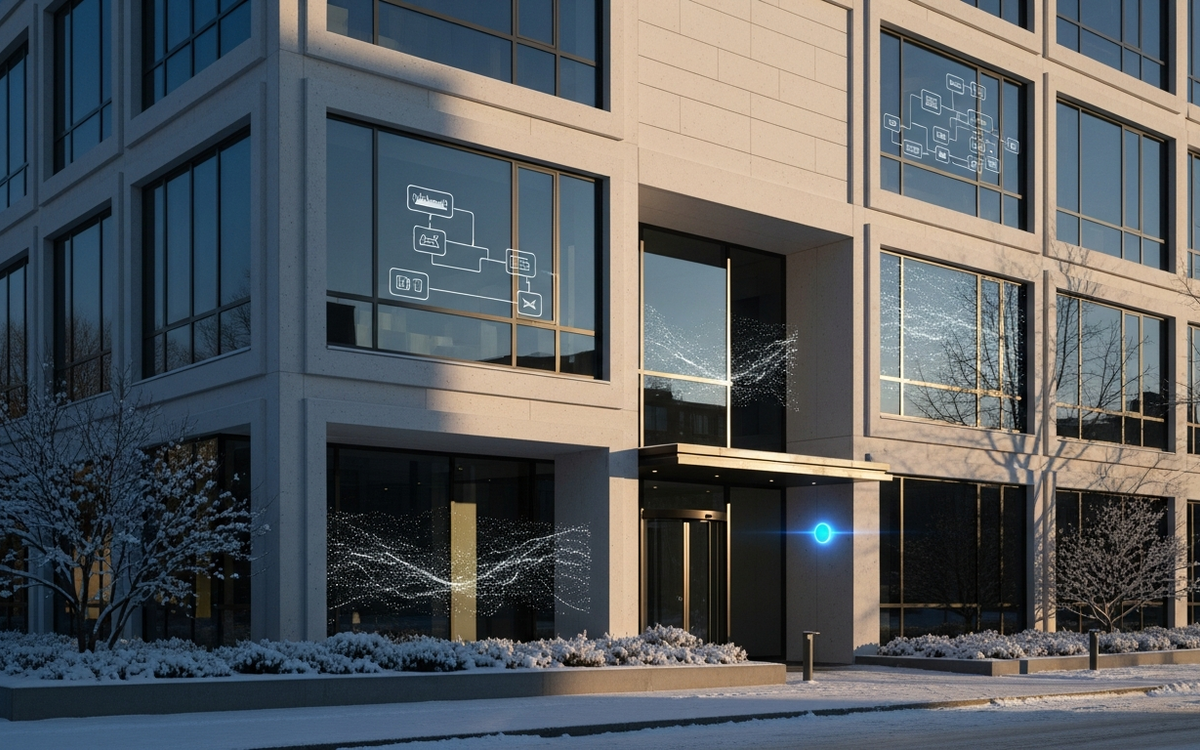 Modernes Buerogebaeude im Winter