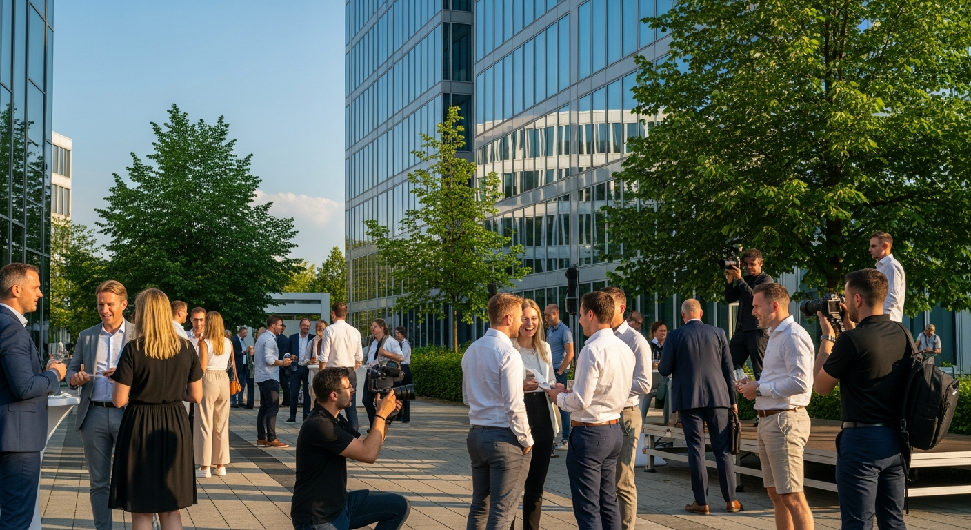 Professionelle Videoproduktion und Fotografie bei einem B2B-Sommer-Event im Freien