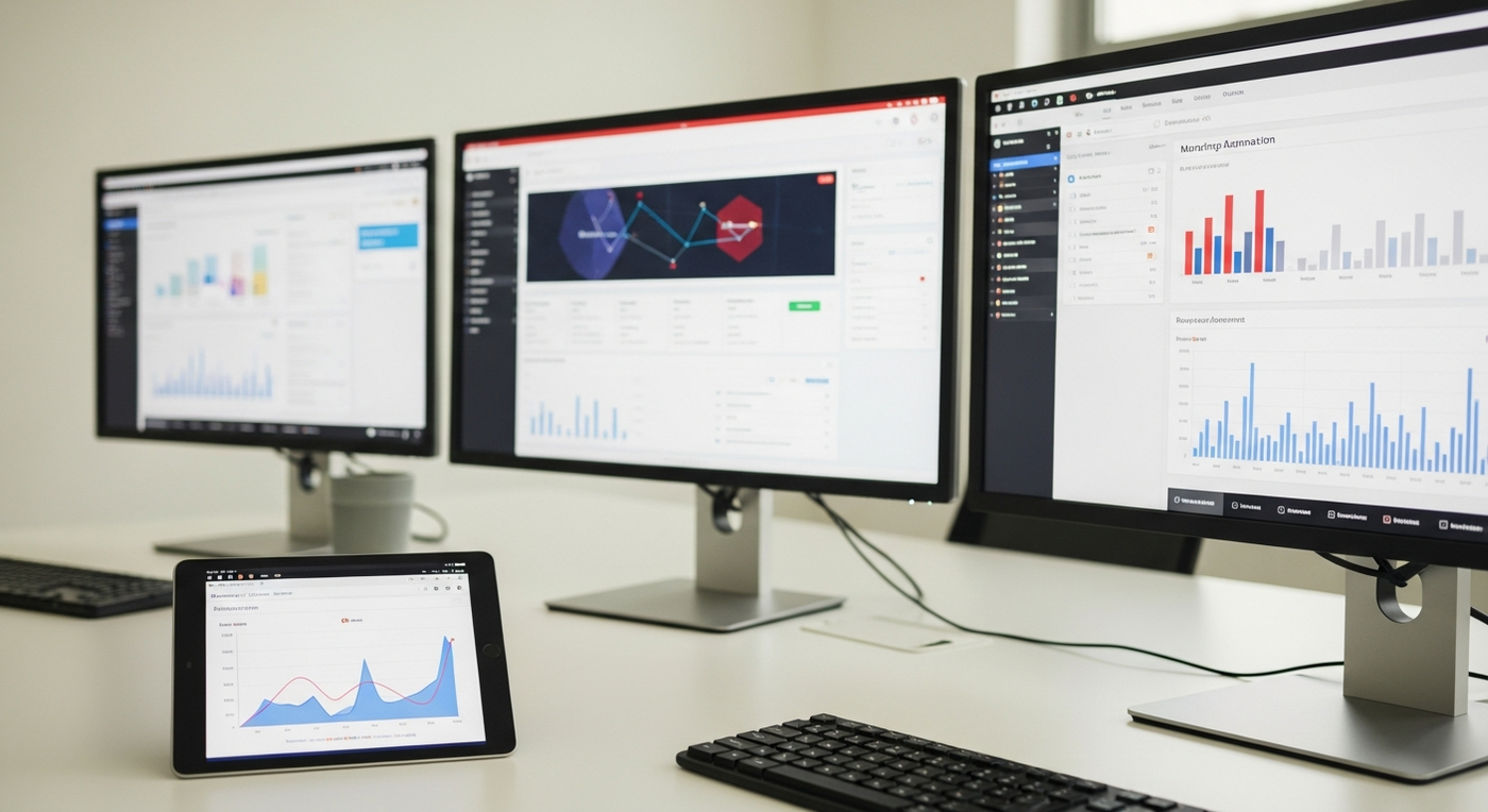 Marketing Automatisierungs Dashboard mit Frühlingsdekoration