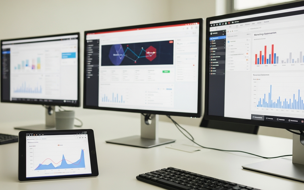 Marketing Automatisierungs Dashboard mit Frühlingsdekoration